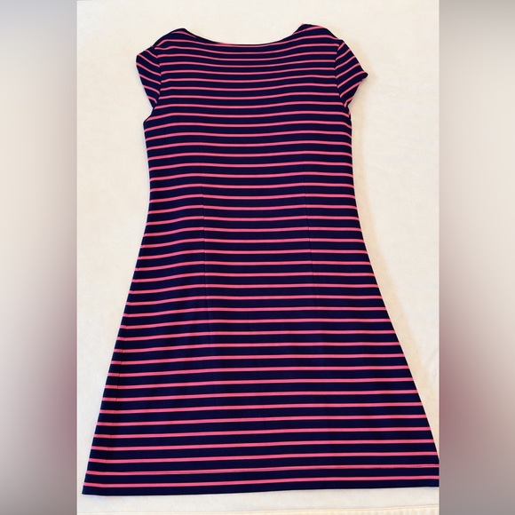 EUC! Sail to Sable Navy and Pink Striped Dress, sz M - Picture 2 of 9